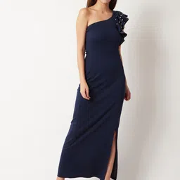 Miss Chase Women Navy Blue Embellished Maxi Dress-image-64