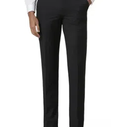 Van Heusen Black Slim Fit Checks Trousers-image-54
