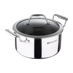 Bergner Hitech Silver Stainless Steel Induction Base Casserole 24 cm diameter with Lid - Set of 1-image-34