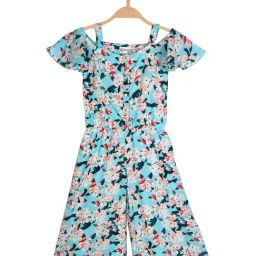 Peppermint Kids Blue Floral Print Jumpsuit-picture-5