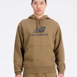 New Balance Dark Earth Comfort Fit Logo Print Hooded Sweatshirt-image-79