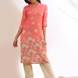 Aurelia Pink Floral Kurta-image-12