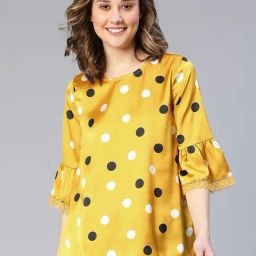 Oxolloxo Yellow Satin Polka Dot Top-image-16