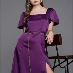 Allen Solly Purple A-Line Dress-image-16