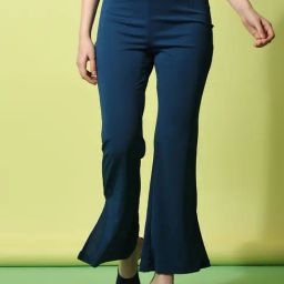 SELVIA Teal Regular Fit Mid Rise Trousers-image-83