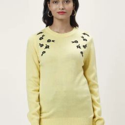 Honey by Pantaloons Yellow Embroidered Sweater-image-47