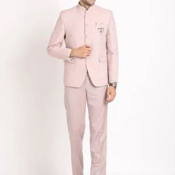 Turtle Light Pink Tailored Fit Self Design Two Piece Suit-image-70