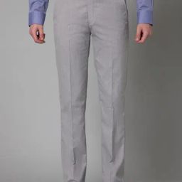 Cantabil Light Grey Regular Fit Self Pattern Trousers-picture-19