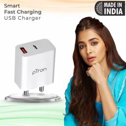 pTron Volta FC15 20W Dual Port Type-C PD & USB Fast Charger Adapter (White) image 3