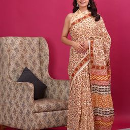 Shivanya Handicrafts Floral Pure Cotton Block Print Saree-picture-18