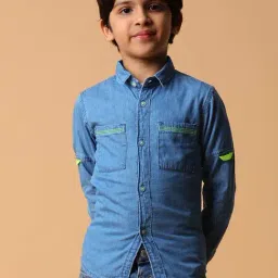Tales & Stories Kids Blue Cotton Regular Fit Full Sleeves Shirt-picture-42