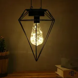 Tayhaa Black Open Inverted Diamond Cage with LED Light - Set of 1-10