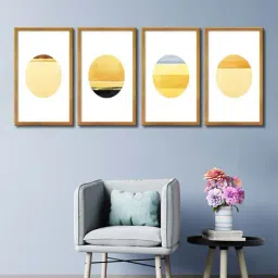 999store White & Yellow Abstract Canvas Wall Painting-8