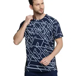 Van Heusen Performance Regular Fit Swift Dry Ultra Soft Printed T-Shirt - Navy Print-18