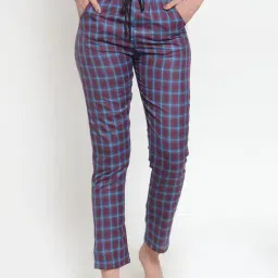 Secret Wish Maroon & Blue Checks Pyjamas-image-84