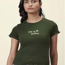 People by Pantaloons Olive Green Cotton Printed Top-picture-34