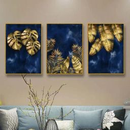 Art Street Gold & Blue Leaves Landscape Diamond Painting Kits For Adults Wall Art - Set of 3-image-7
