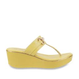 Metro Women's Yellow T-Strap Wedges-image-76