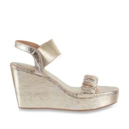 Metro Women's Gold Ankle Strap Wedges-image-111
