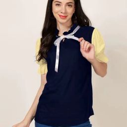 PATRORNA Dark Blue & Gold Regular Fit Top-image-52