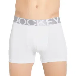 Jockey White Double Layer Contoured Pouch Trunks-image-88