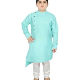 SG Yuvraj Kids Turquoise Cotton Kurta Set-picture-32