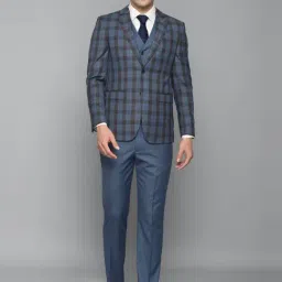 Louis Philippe Gods & Kings Blue Slim Fit Checks Four Piece Suit-image-38