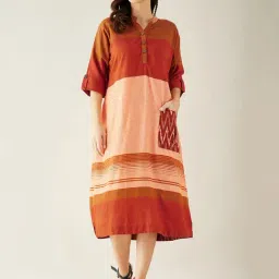 The Kaftan Company Multicolor Color-Block Midi Dress-image-56