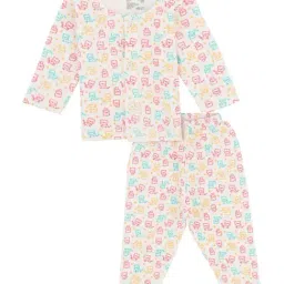 Bodycare Kids White & Pink Cotton Printed Full Sleeves T-Shirt Set-picture-30