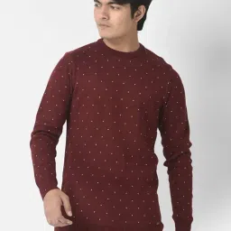 Crimsoune Club Kids Maroon Cotton Printed Full Sleeves Sweater-image-9