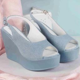 Metro Women's Blue Back Strap Wedges-image-93