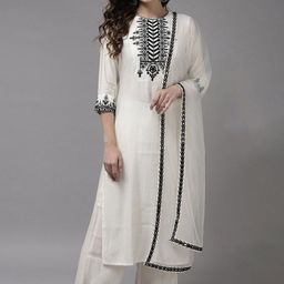 Indo Era Women Ethnic Motifs Embroidered Kurta with Palazzos & With Dupatta-image-72