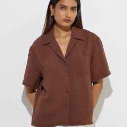 Wardrobe by Westside Brown Crinkle-Textured Shirt-picture-24