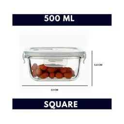 Femora Transparent Borosilicate Glass Container with Lid (500 ml) - Set of 1 image 2