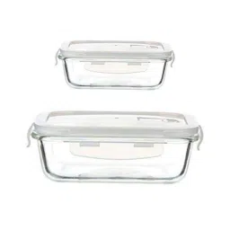 Femora Transparent Borosilicate Glass Containers with Lid (1500 ml, 620 ml) - Set of 2 image 3