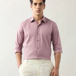 Arrow New York Purple Cotton Slim fit Self Formal Shirt-image-50