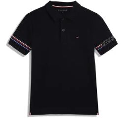 TOMMY HILFIGER Boys Blue Cotton Solid Polo T-Shirt-image-56