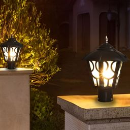 KINIS Set Of 2 Black Modern Shape Gate & Garden Light Outdoor Lamp-28
