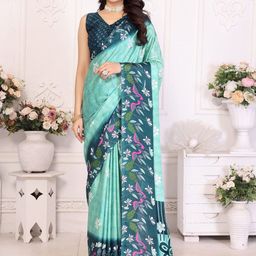 KALINI Floral Silk Blend Half and Half Tussar Saree-image-79