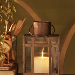 Pure Home and Living Brown Antique Finish Metal Lantern with Mirror-17