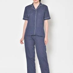 Cation Navy Printed Shirt With Pyjamas-52
