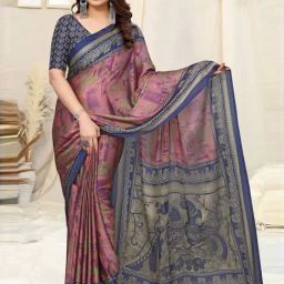 MIRCHI FASHION Purple Printed Saree With Unstitched Blouse-image-68