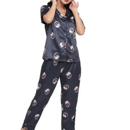 Smarty Pants Grey Satin Print Shirt With Pyjamas-image-45