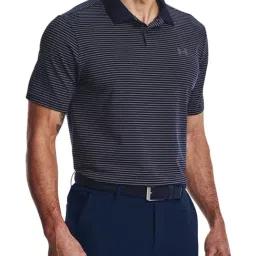 Under Armour Blue Regular Fit Striped Sports Polo-picture-0