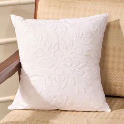 Fabindia Asta White Cotton Embroidered Cushion Cover-image-63