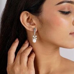 Joker & WItch White Drop Viviene Bow Style Drop Earring image 2