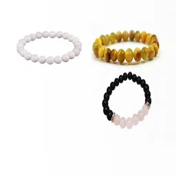 Divine souvenirs Set Of 3 Unisex Artificial Beaded Elasticated Bracelets-41