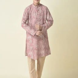 TABARD Kids Pink & Beige Floral Print Full Sleeves Kurta with Churidar-image-79