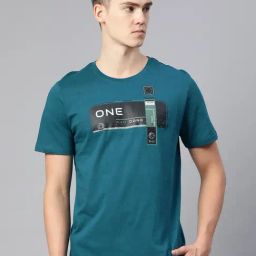 ALCIS Teal Blue Regular Fit Typography Print Sports T-Shirt-image-53