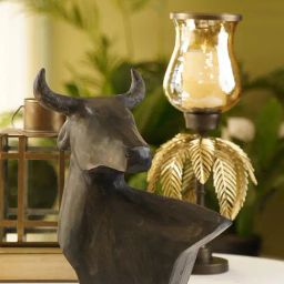 Pure Home and Living Brown Antique Finish Bull Bust Figurine-image-44